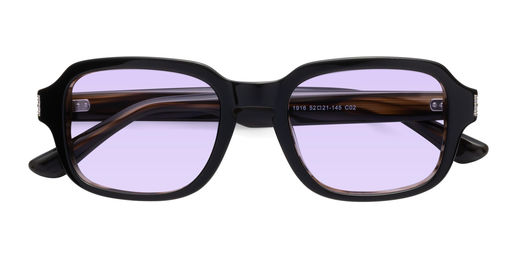 Folded Front of Infinite in Black-Gray Moonstone with Light Purple Tinted Lenses