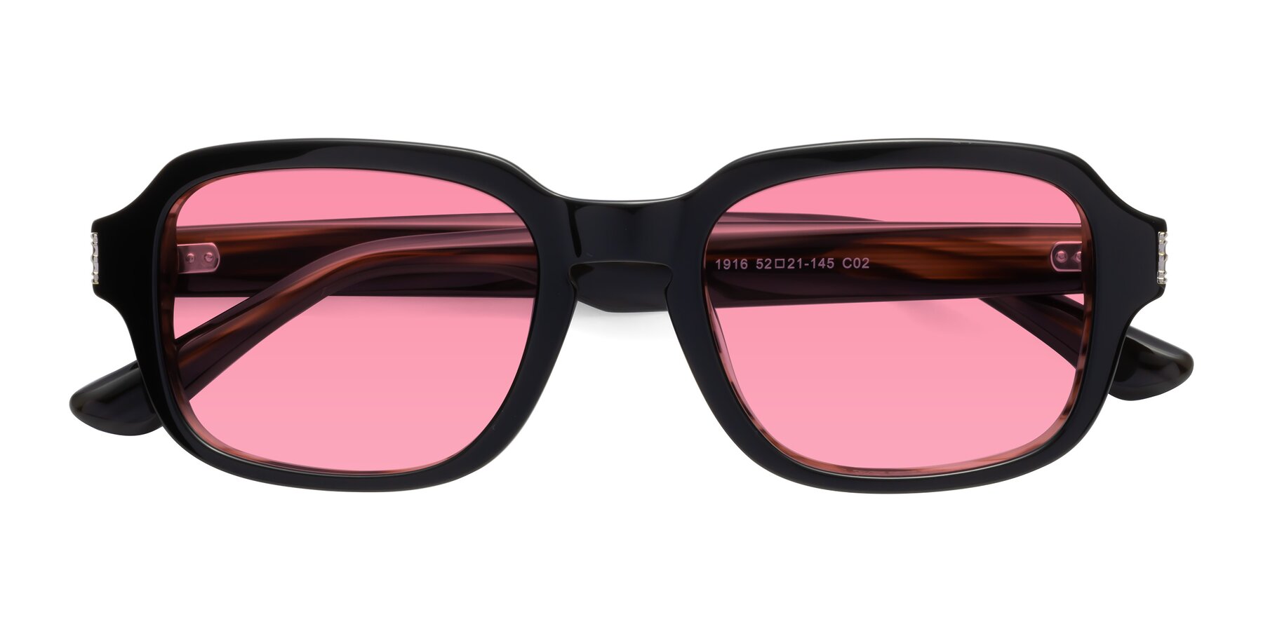 Folded Front of Infinite in Black-Gray Moonstone with Pink Tinted Lenses