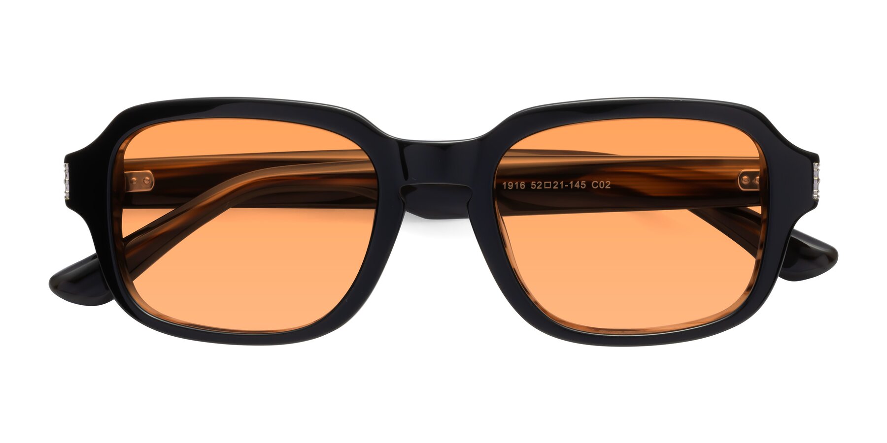 Folded Front of Infinite in Black-Gray Moonstone with Medium Orange Tinted Lenses