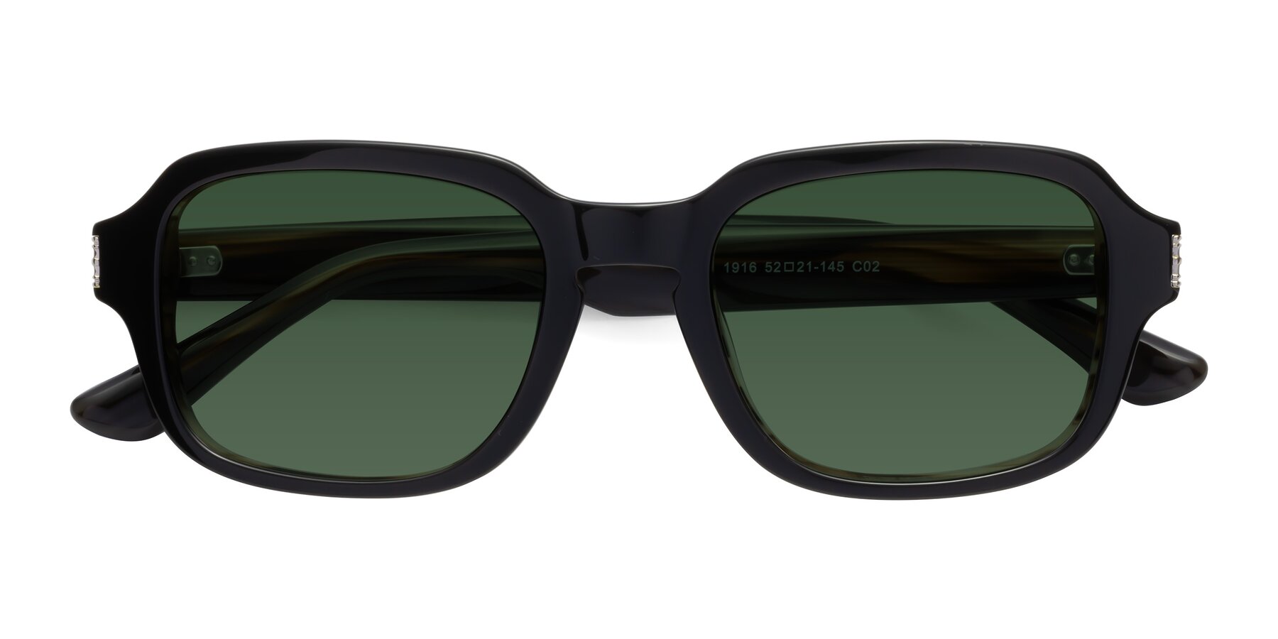 Folded Front of Infinite in Black-Gray Moonstone with Green Tinted Lenses
