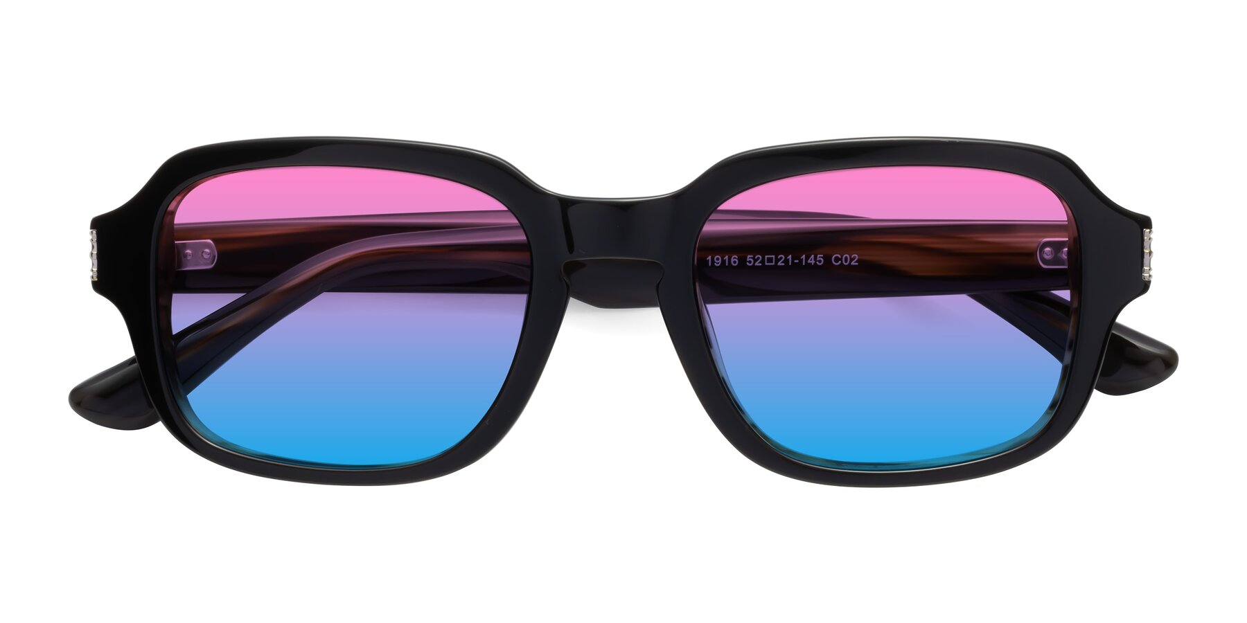 Folded Front of Infinite in Black-Gray Moonstone with Pink / Blue Gradient Lenses