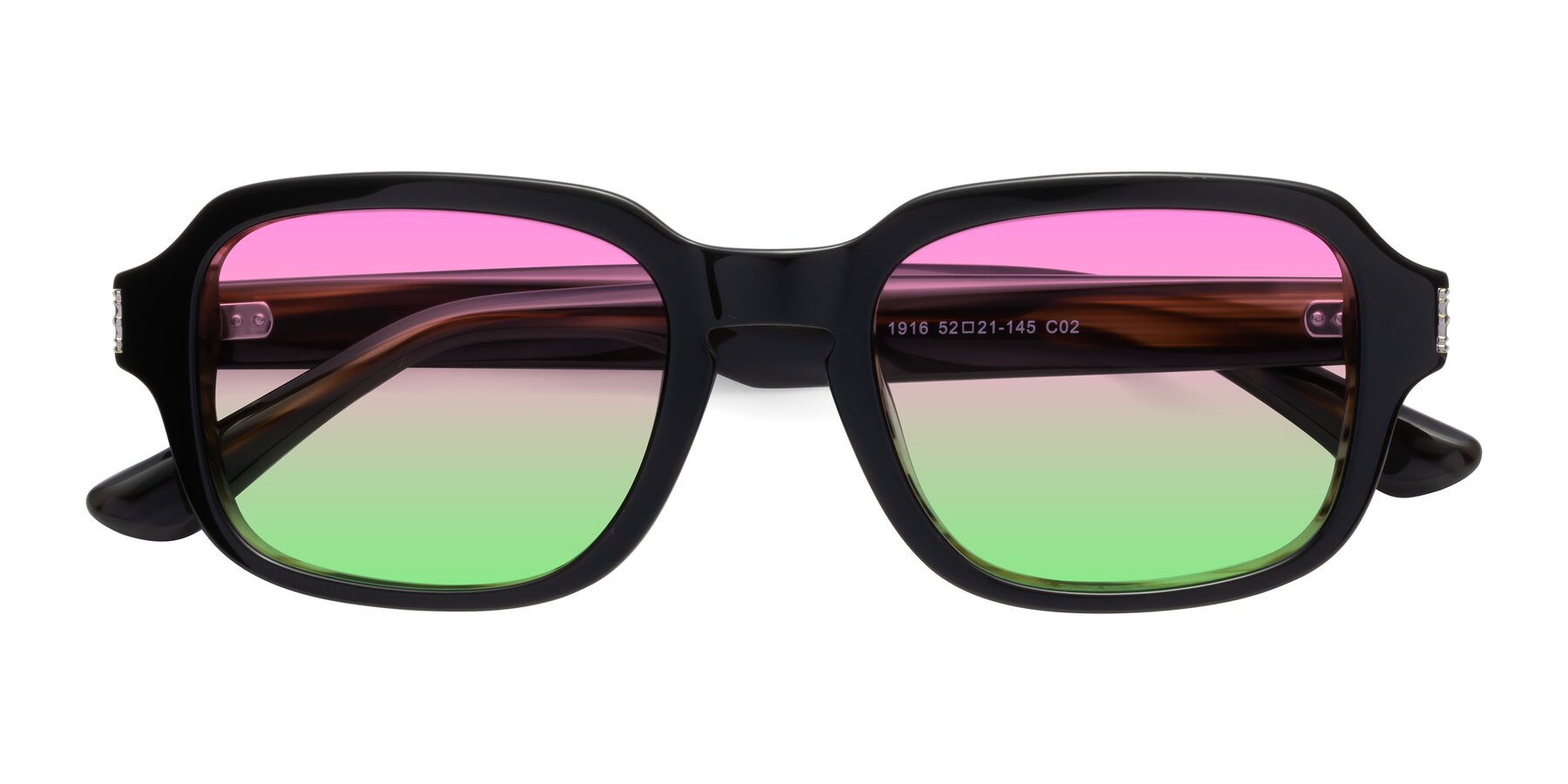 Folded Front of Infinite in Black-Gray Moonstone with Pink / Green Gradient Lenses