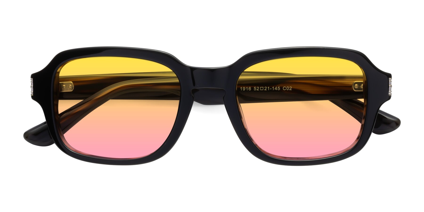 Folded Front of Infinite in Black-Gray Moonstone with Yellow / Pink Gradient Lenses
