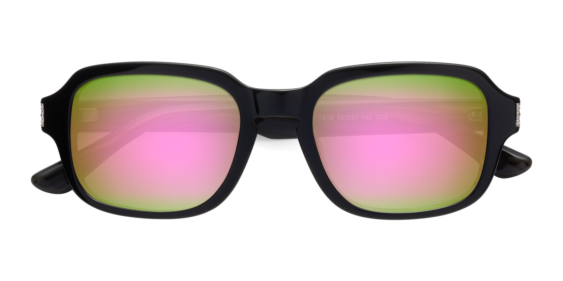 Folded Front of Infinite in Black-Gray Moonstone with Pink Mirrored Lenses