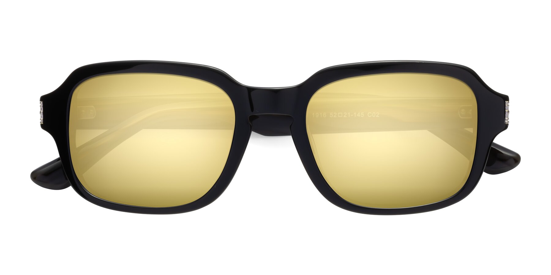 Folded Front of Infinite in Black-Gray Moonstone with Gold Mirrored Lenses