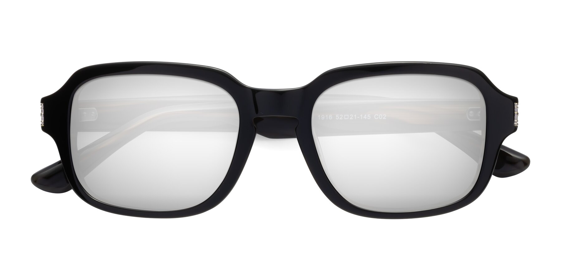 Folded Front of Infinite in Black-Gray Moonstone with Silver Mirrored Lenses