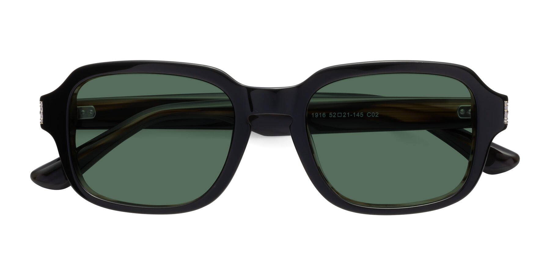 Folded Front of Infinite in Black-Gray Moonstone with Green Polarized Lenses