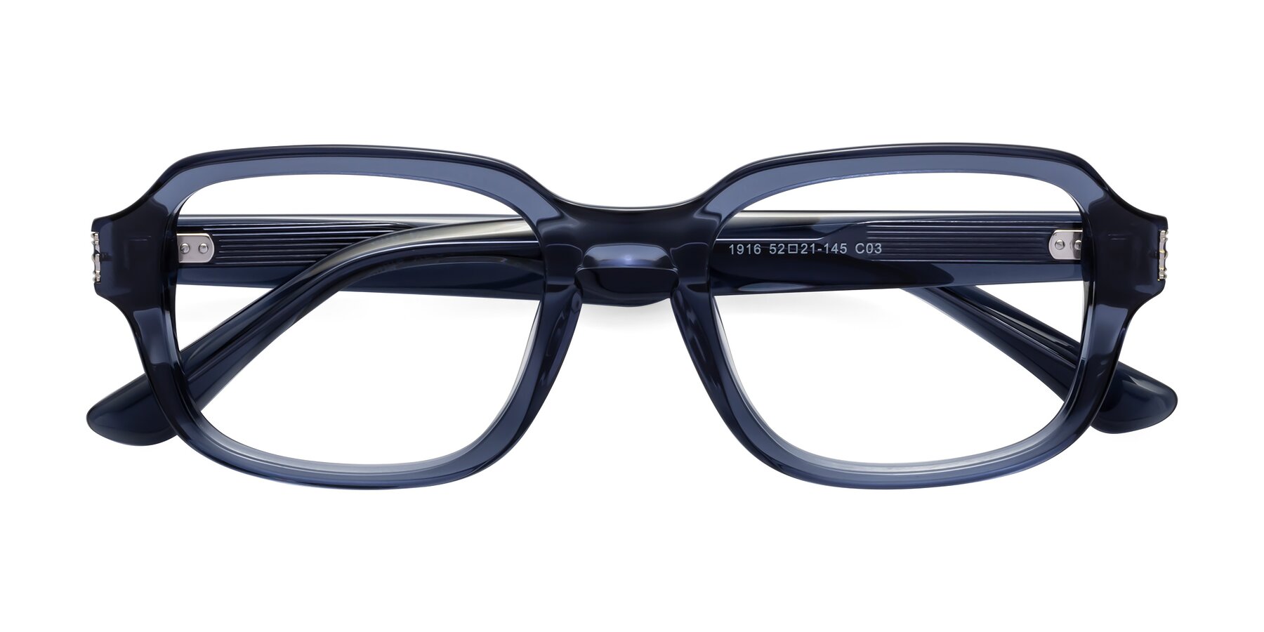 Folded Front of Infinite in Dark Blue with Clear Eyeglass Lenses