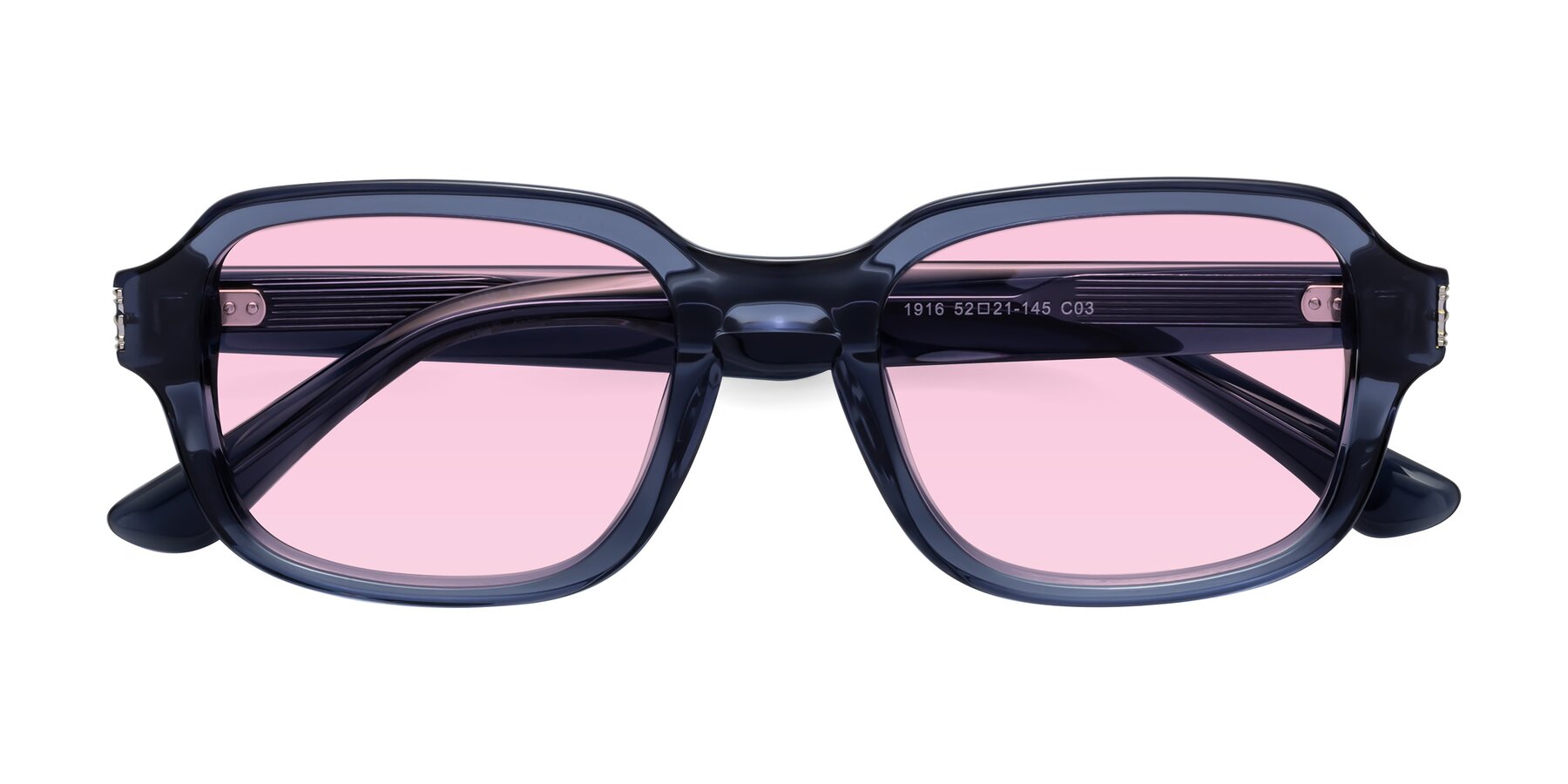 Folded Front of Infinite in Dark Blue with Light Pink Tinted Lenses