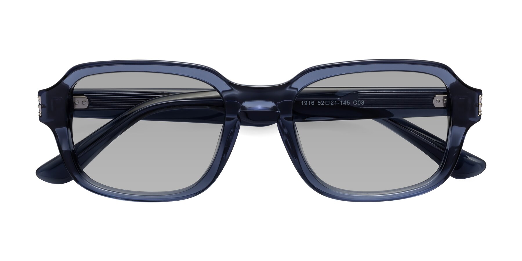 Folded Front of Infinite in Dark Blue with Light Gray Tinted Lenses