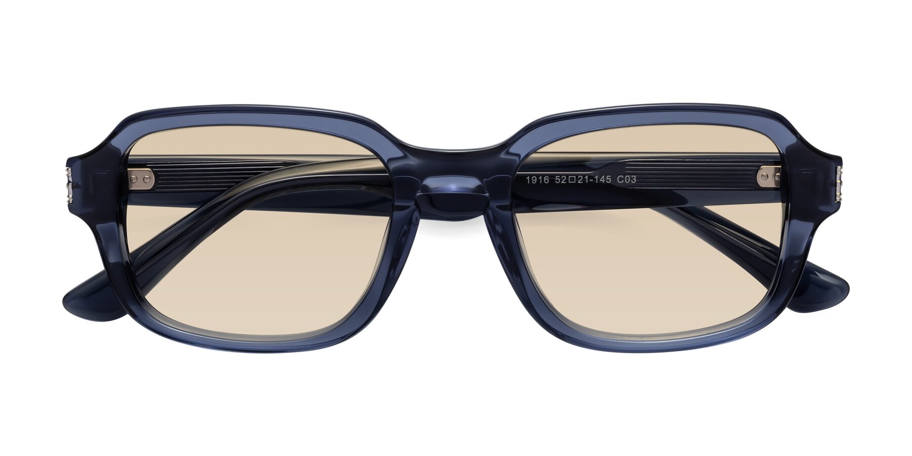 Folded Front of Infinite in Dark Blue with Light Brown Tinted Lenses