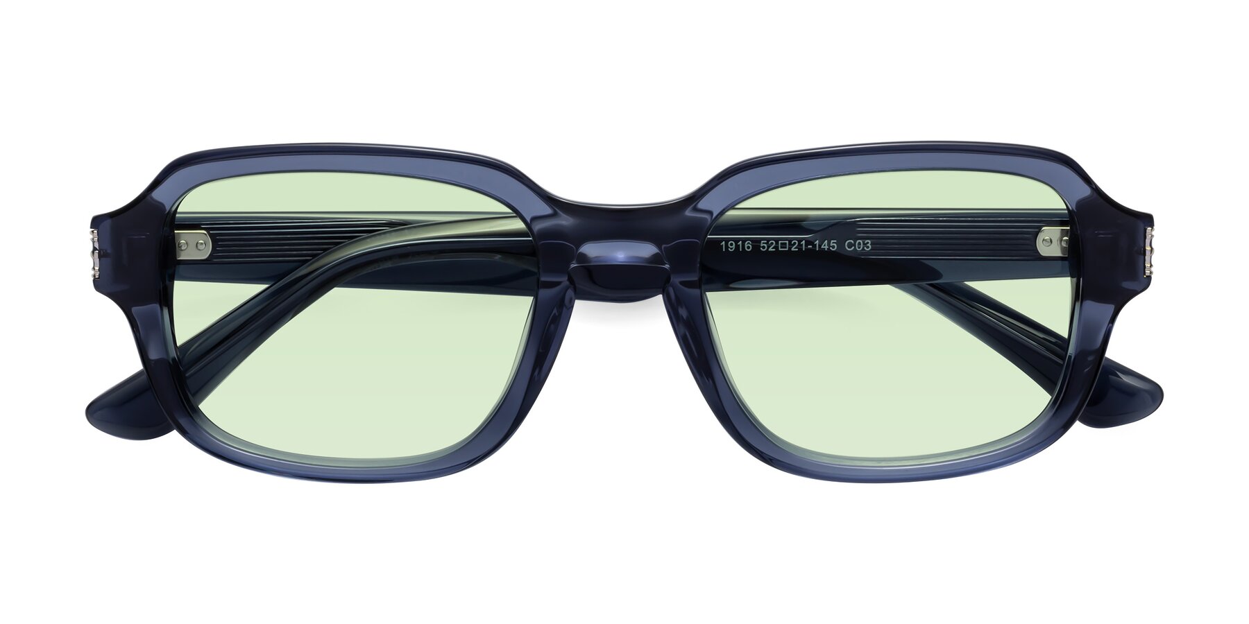 Folded Front of Infinite in Dark Blue with Light Green Tinted Lenses