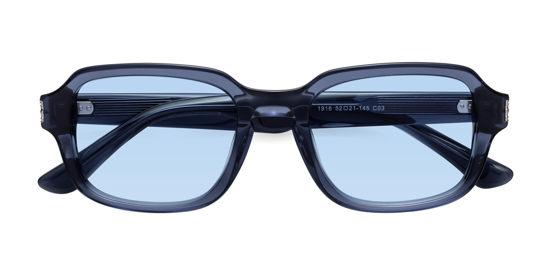 Folded Front of Infinite in Dark Blue with Light Blue Tinted Lenses