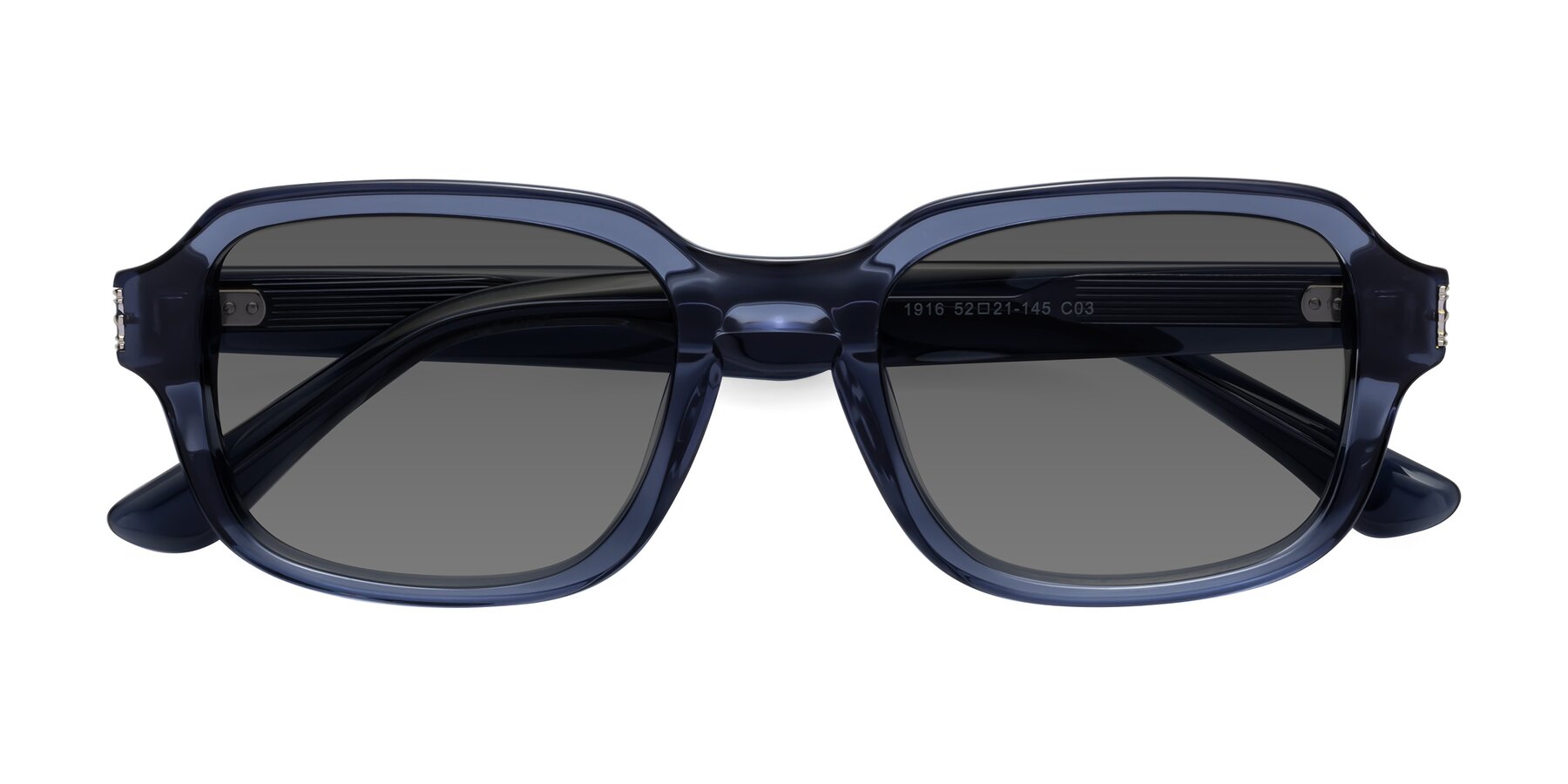 Folded Front of Infinite in Dark Blue with Medium Gray Tinted Lenses