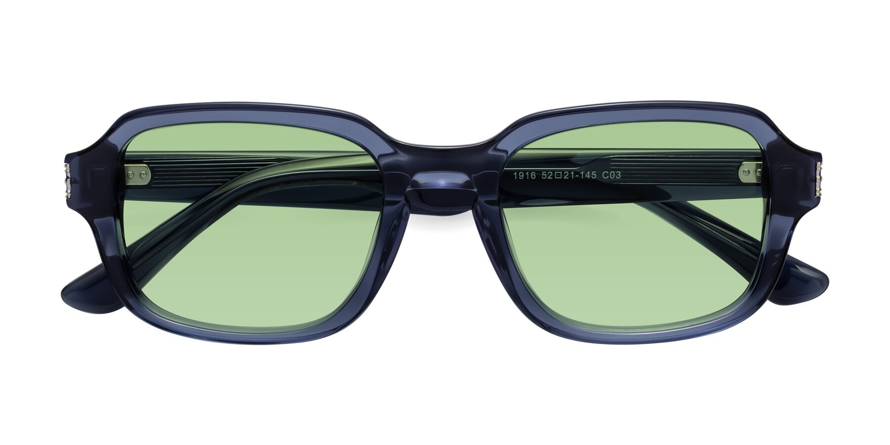 Folded Front of Infinite in Dark Blue with Medium Green Tinted Lenses