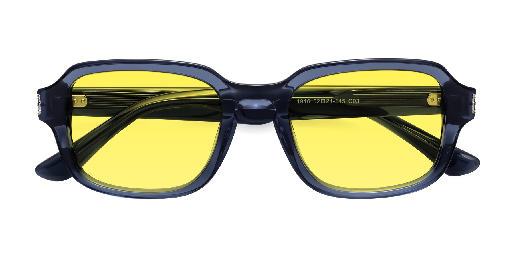 Folded Front of Infinite in Dark Blue with Medium Yellow Tinted Lenses