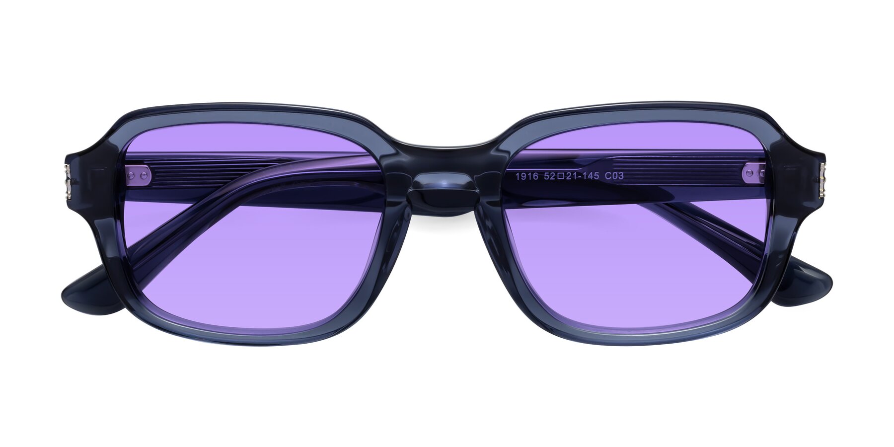 Folded Front of Infinite in Dark Blue with Medium Purple Tinted Lenses