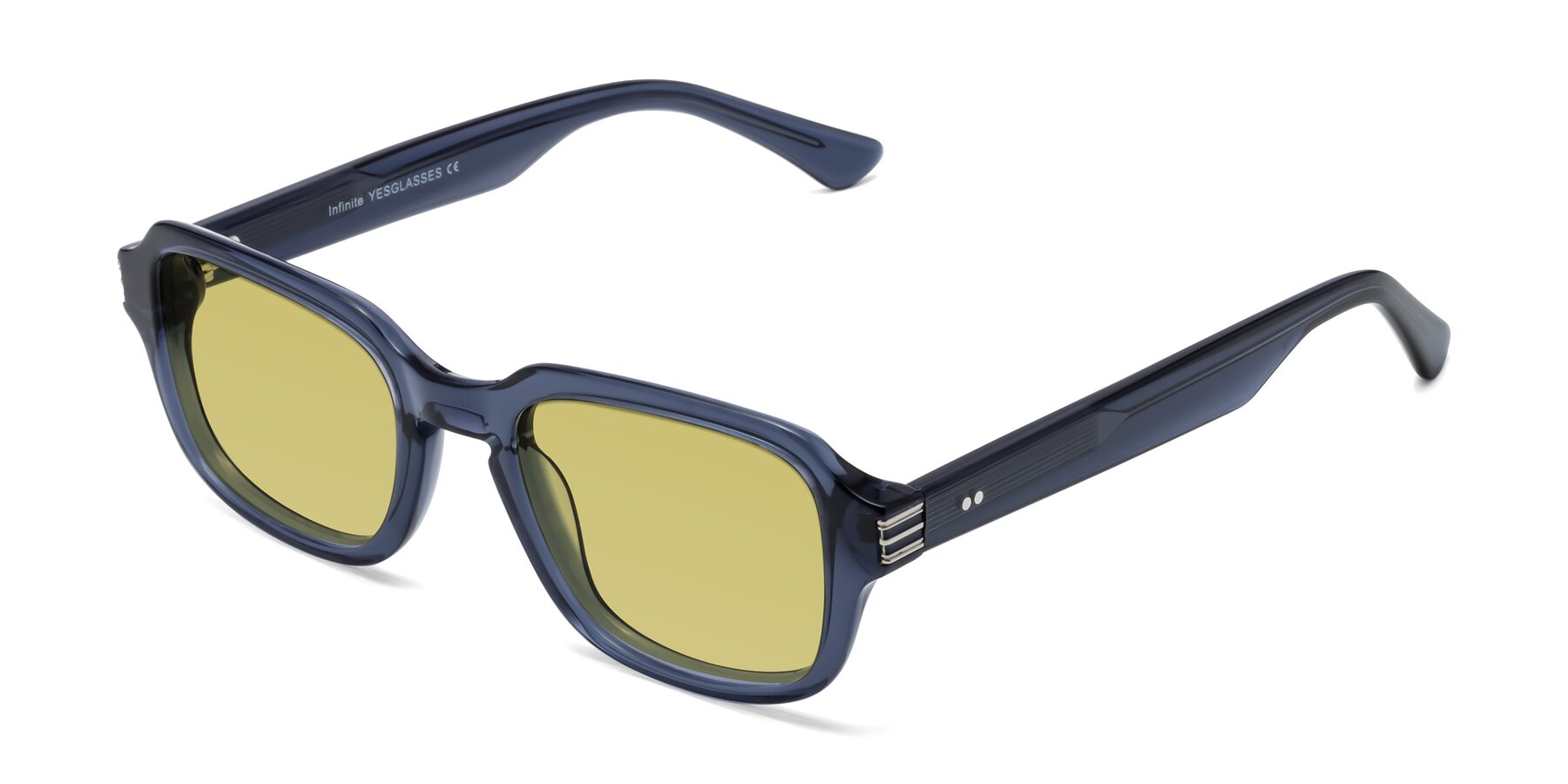 Angle of Infinite in Dark Blue with Medium Champagne Tinted Lenses