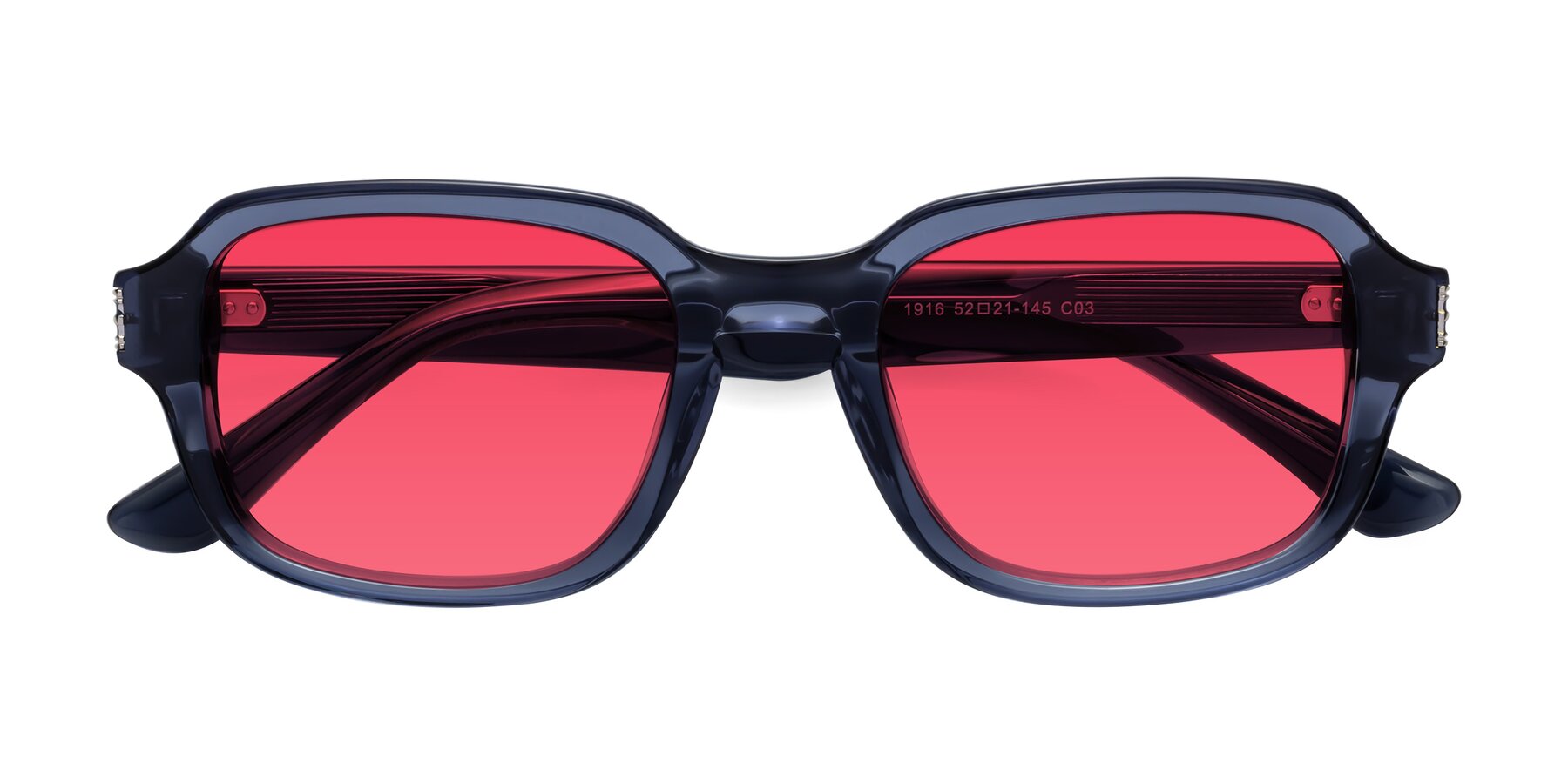 Folded Front of Infinite in Dark Blue with Red Tinted Lenses