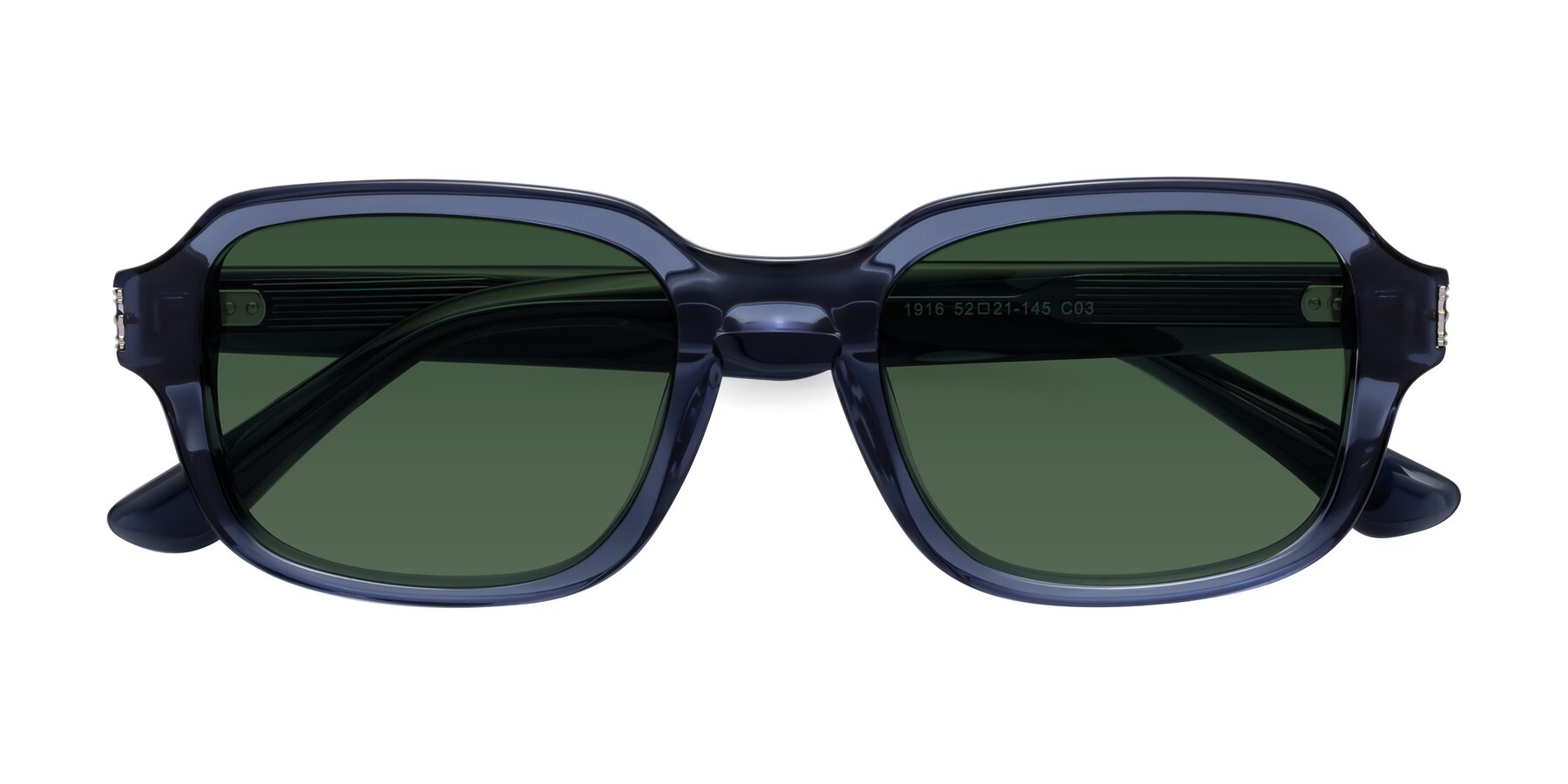 Folded Front of Infinite in Dark Blue with Green Tinted Lenses