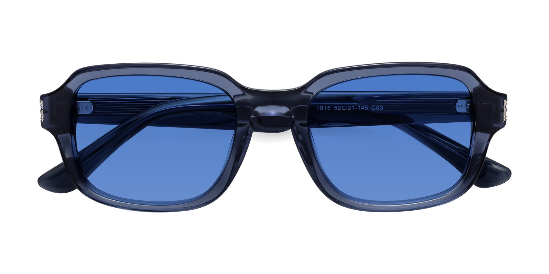 Folded Front of Infinite in Dark Blue with Blue Tinted Lenses