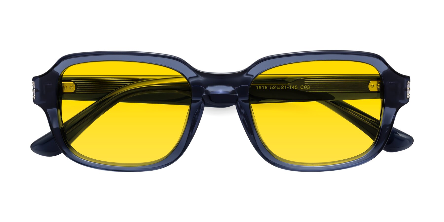 Folded Front of Infinite in Dark Blue with Yellow Tinted Lenses