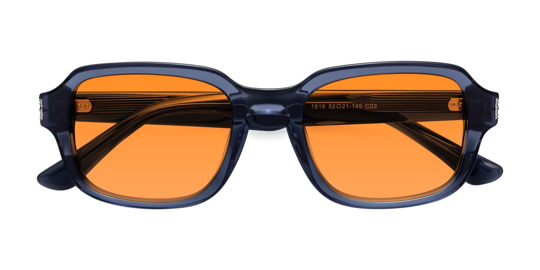 Folded Front of Infinite in Dark Blue with Orange Tinted Lenses