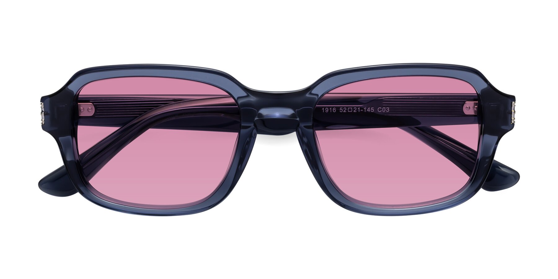 Folded Front of Infinite in Dark Blue with Medium Wine Tinted Lenses