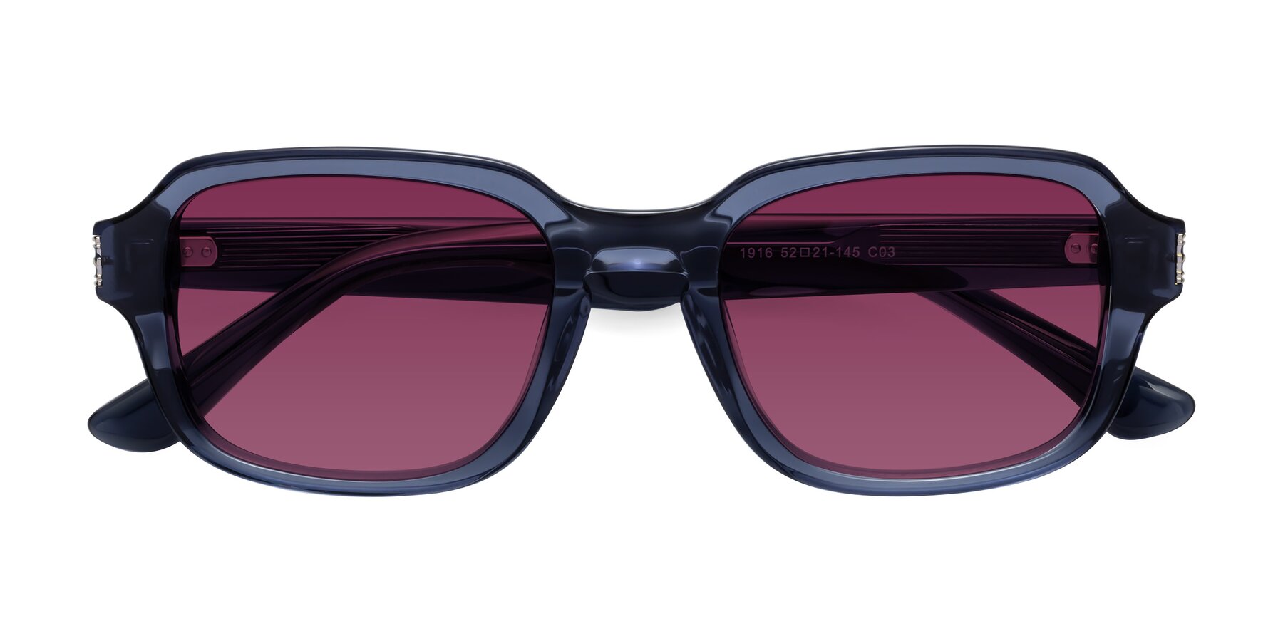 Folded Front of Infinite in Dark Blue with Wine Tinted Lenses