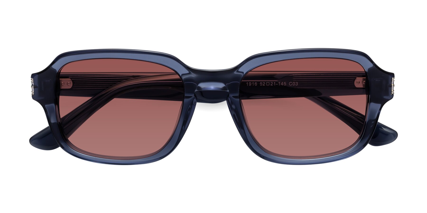 Folded Front of Infinite in Dark Blue with Garnet Tinted Lenses