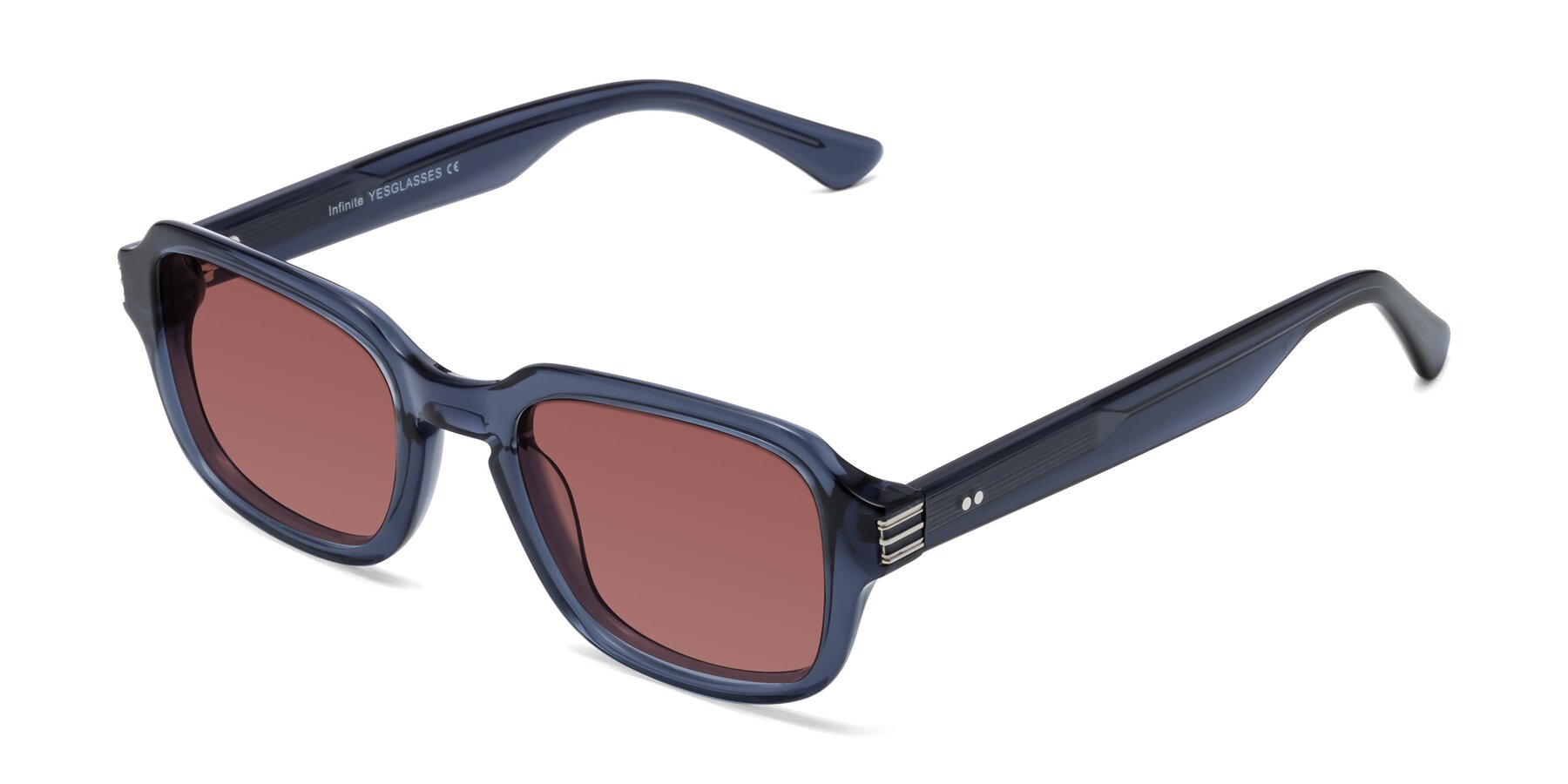 Angle of Infinite in Dark Blue with Garnet Tinted Lenses