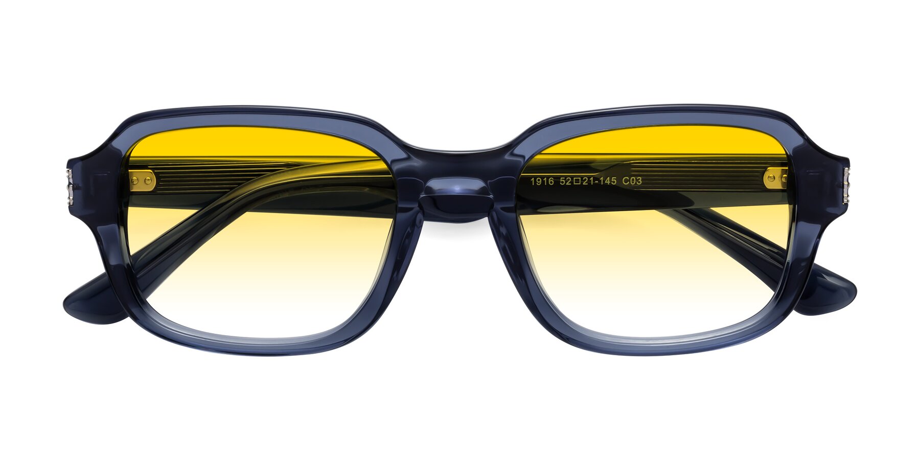 Folded Front of Infinite in Dark Blue with Yellow Gradient Lenses