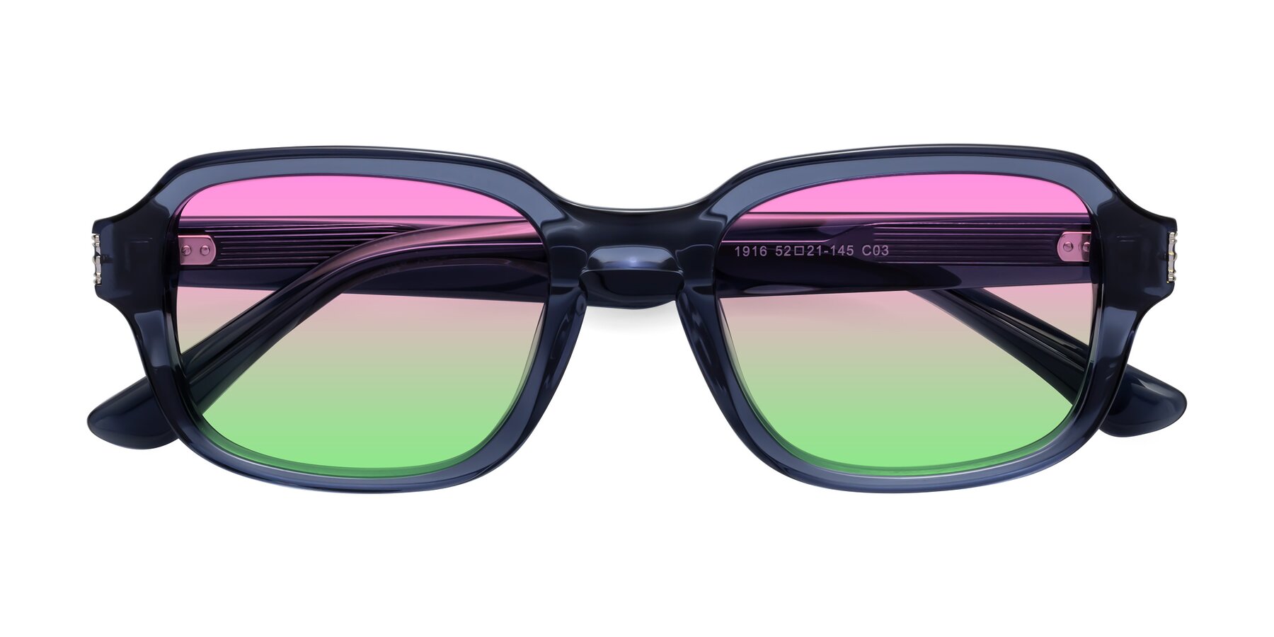 Folded Front of Infinite in Dark Blue with Pink / Green Gradient Lenses