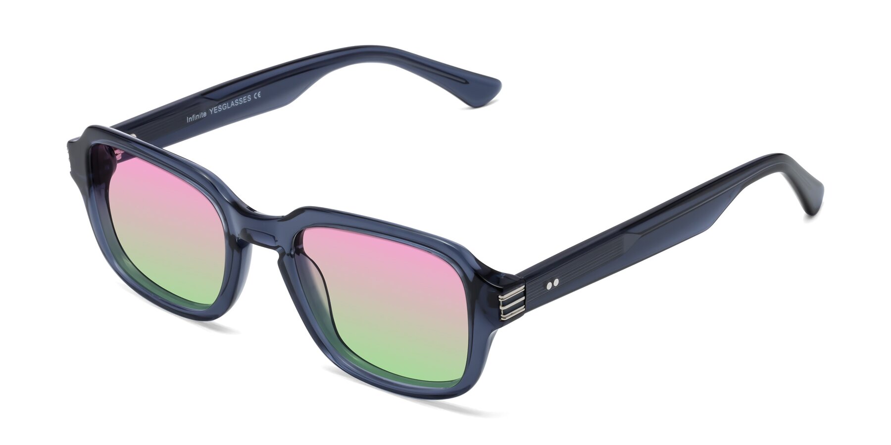 Angle of Infinite in Dark Blue with Pink / Green Gradient Lenses