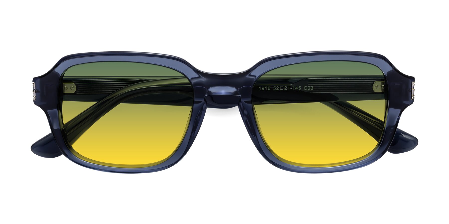Folded Front of Infinite in Dark Blue with Green / Yellow Gradient Lenses