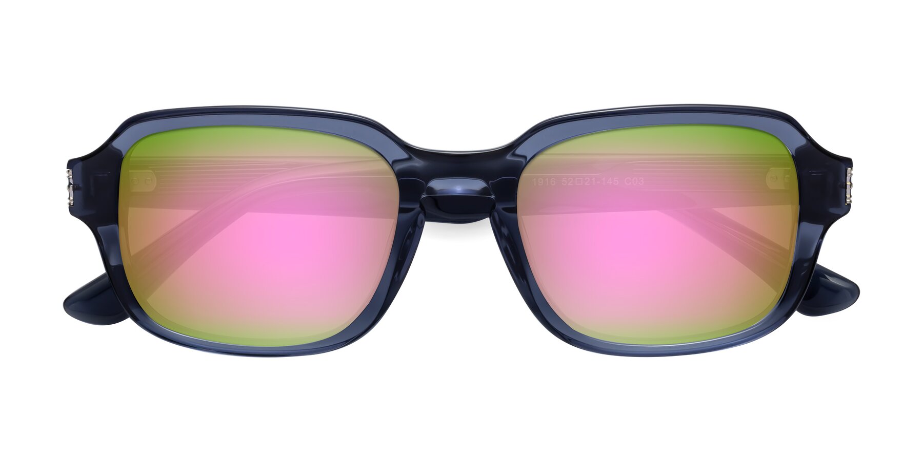 Folded Front of Infinite in Dark Blue with Pink Mirrored Lenses