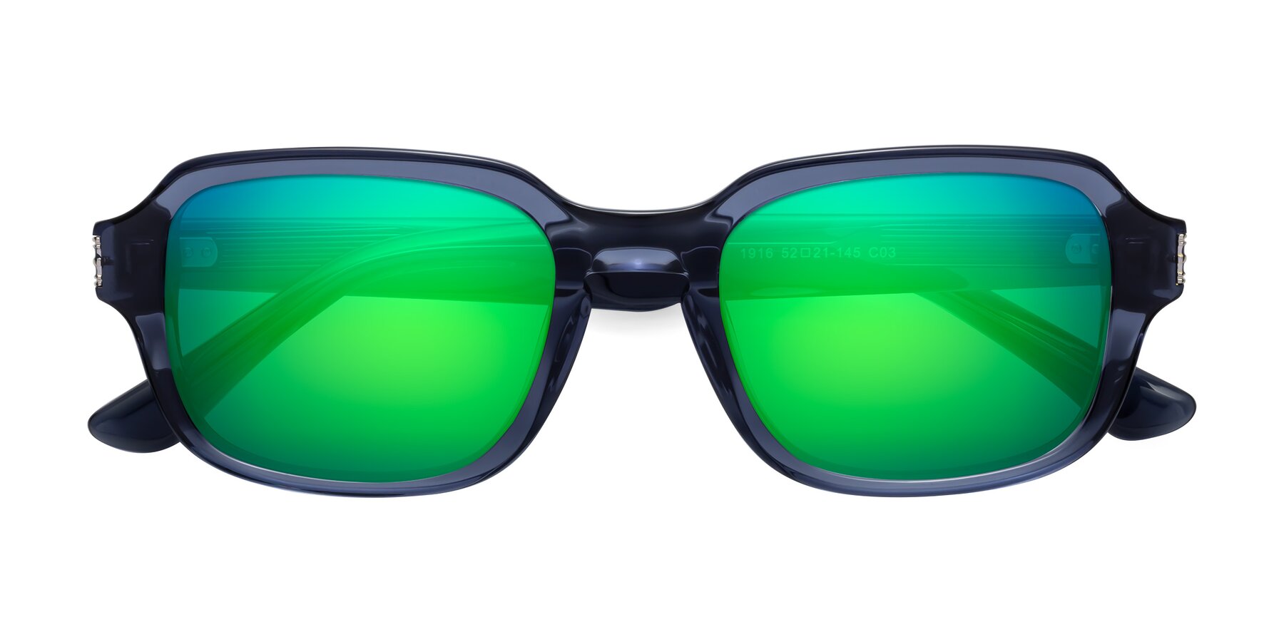 Folded Front of Infinite in Dark Blue with Green Mirrored Lenses