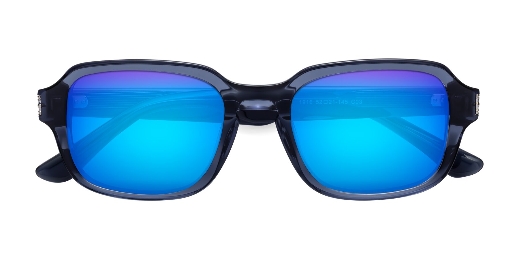 Folded Front of Infinite in Dark Blue with Blue Mirrored Lenses