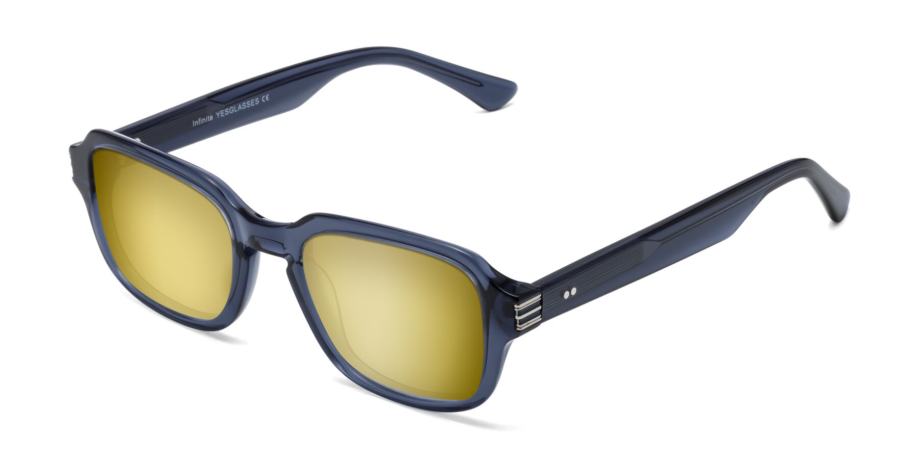 Angle of Infinite in Dark Blue with Gold Mirrored Lenses