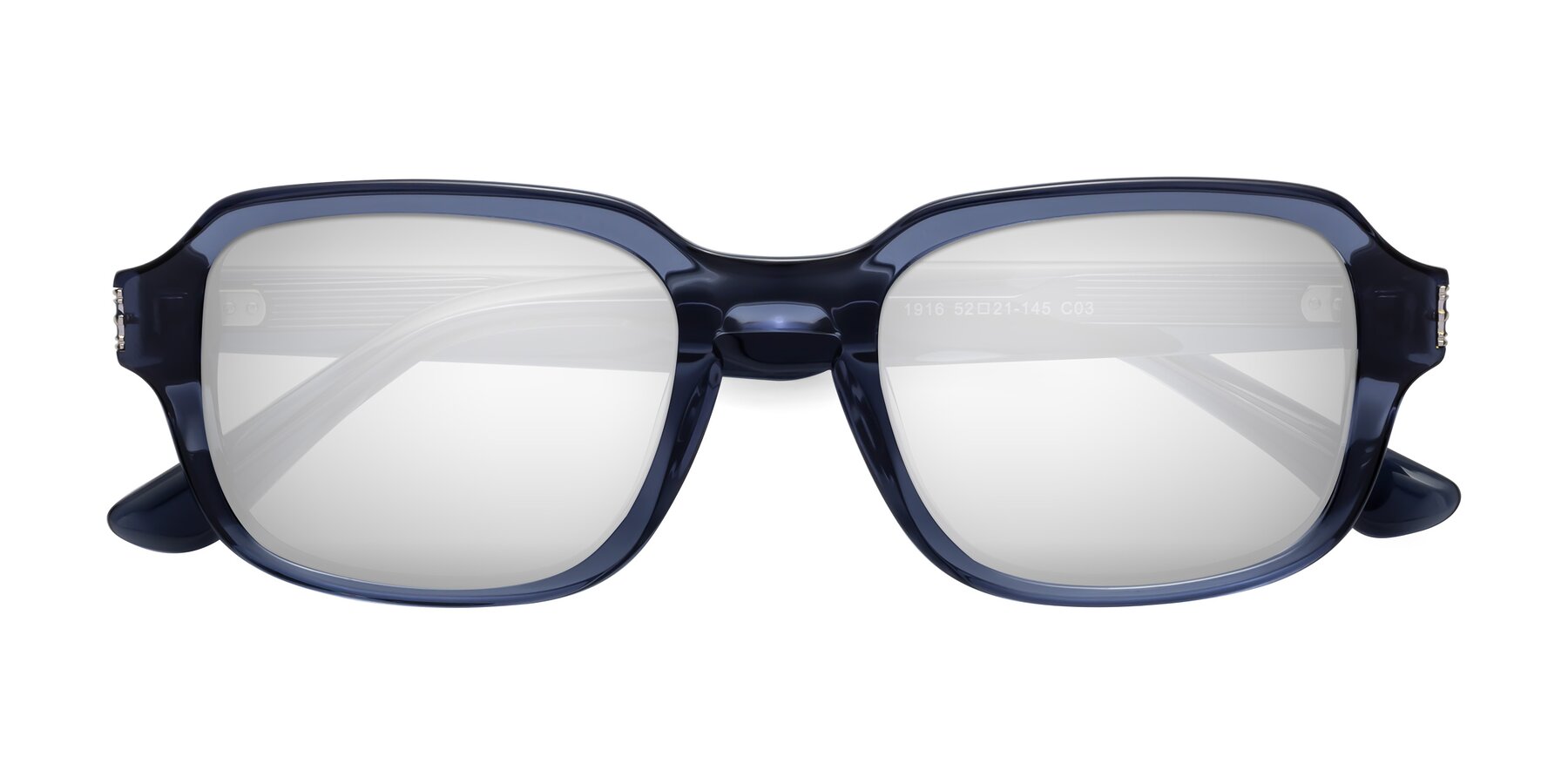 Folded Front of Infinite in Dark Blue with Silver Mirrored Lenses