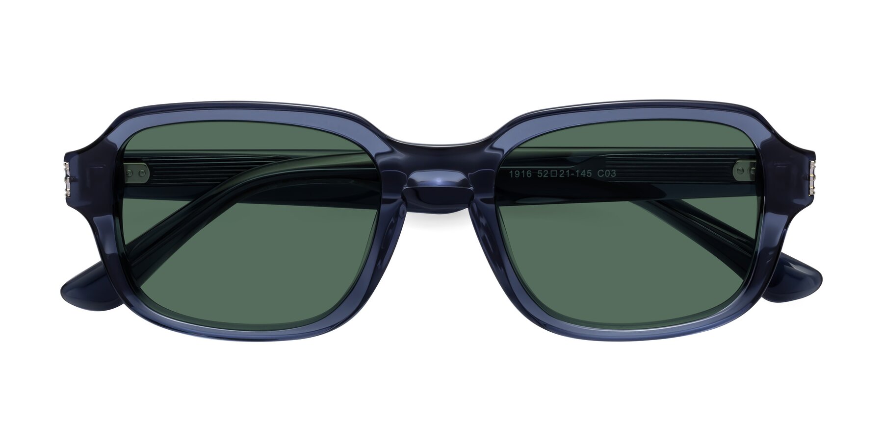 Folded Front of Infinite in Dark Blue with Green Polarized Lenses