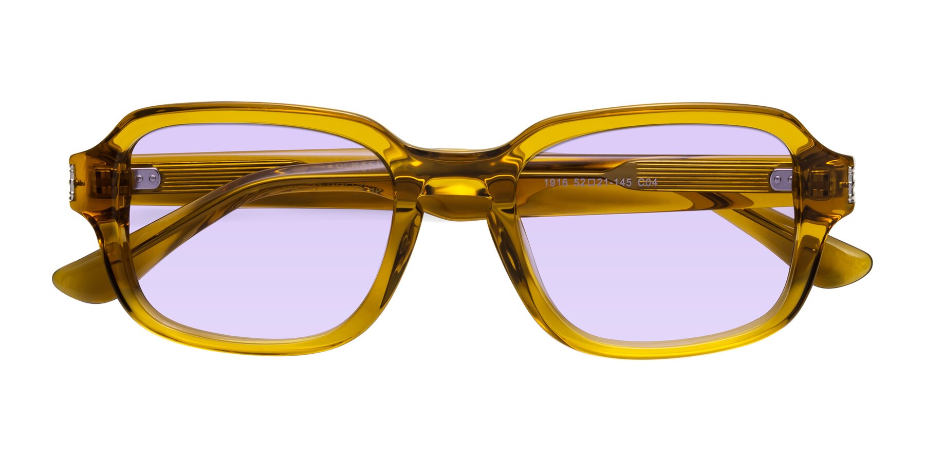 Folded Front of Infinite in Amber with Light Purple Tinted Lenses