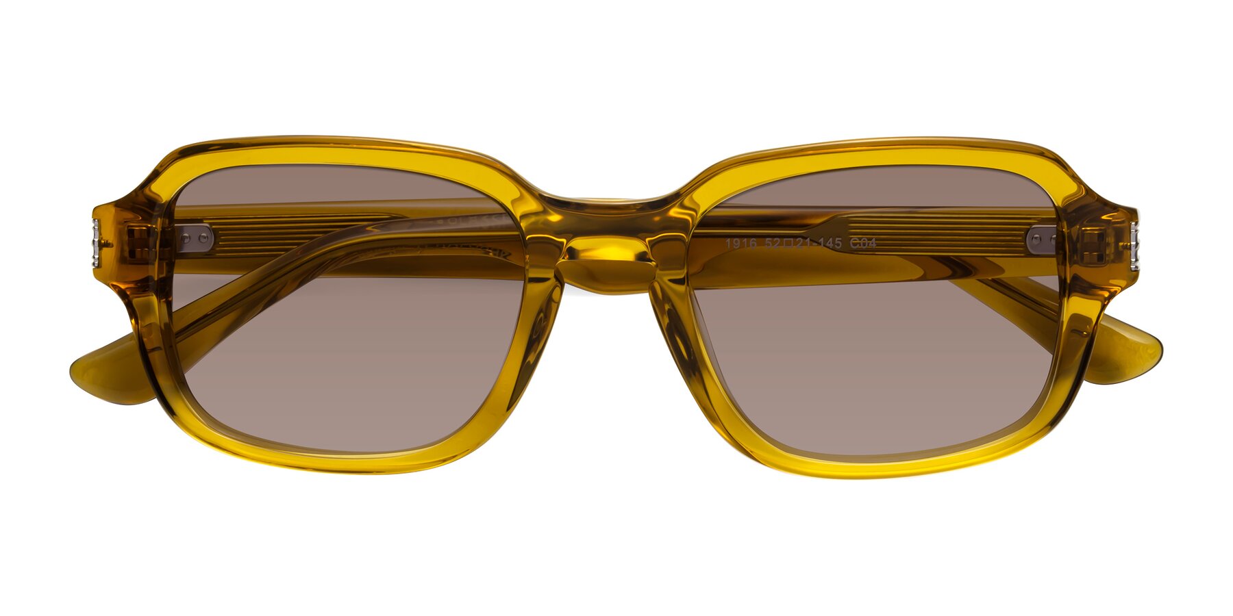 Folded Front of Infinite in Amber with Medium Brown Tinted Lenses