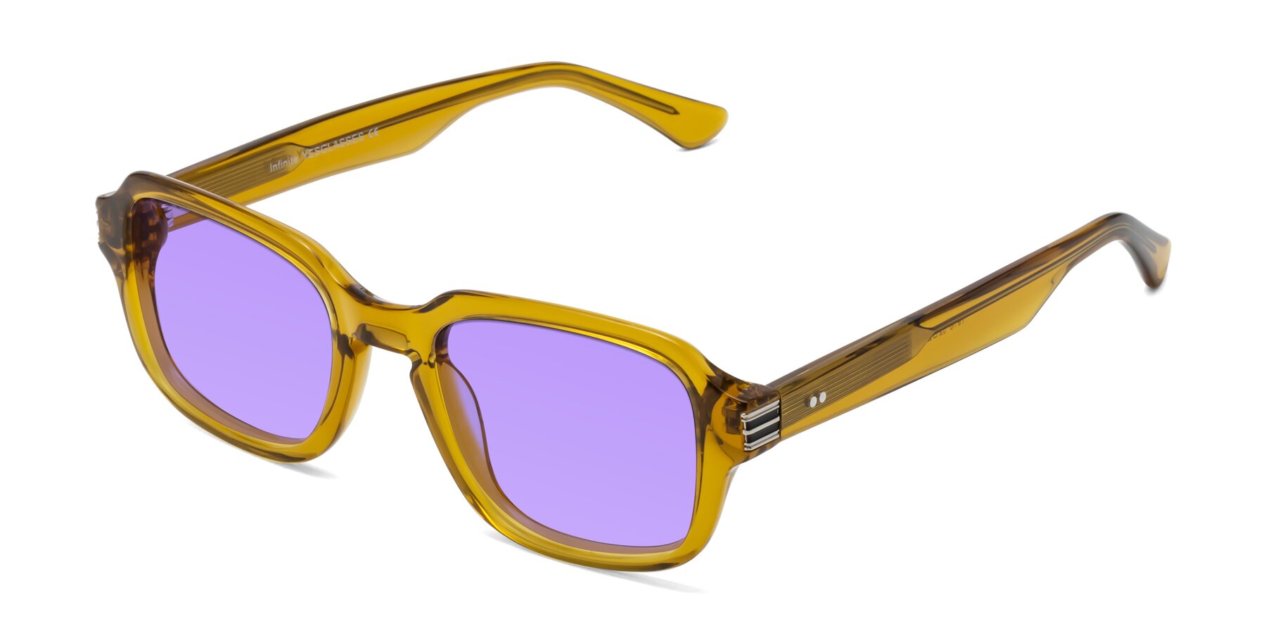 Angle of Infinite in Amber with Medium Purple Tinted Lenses