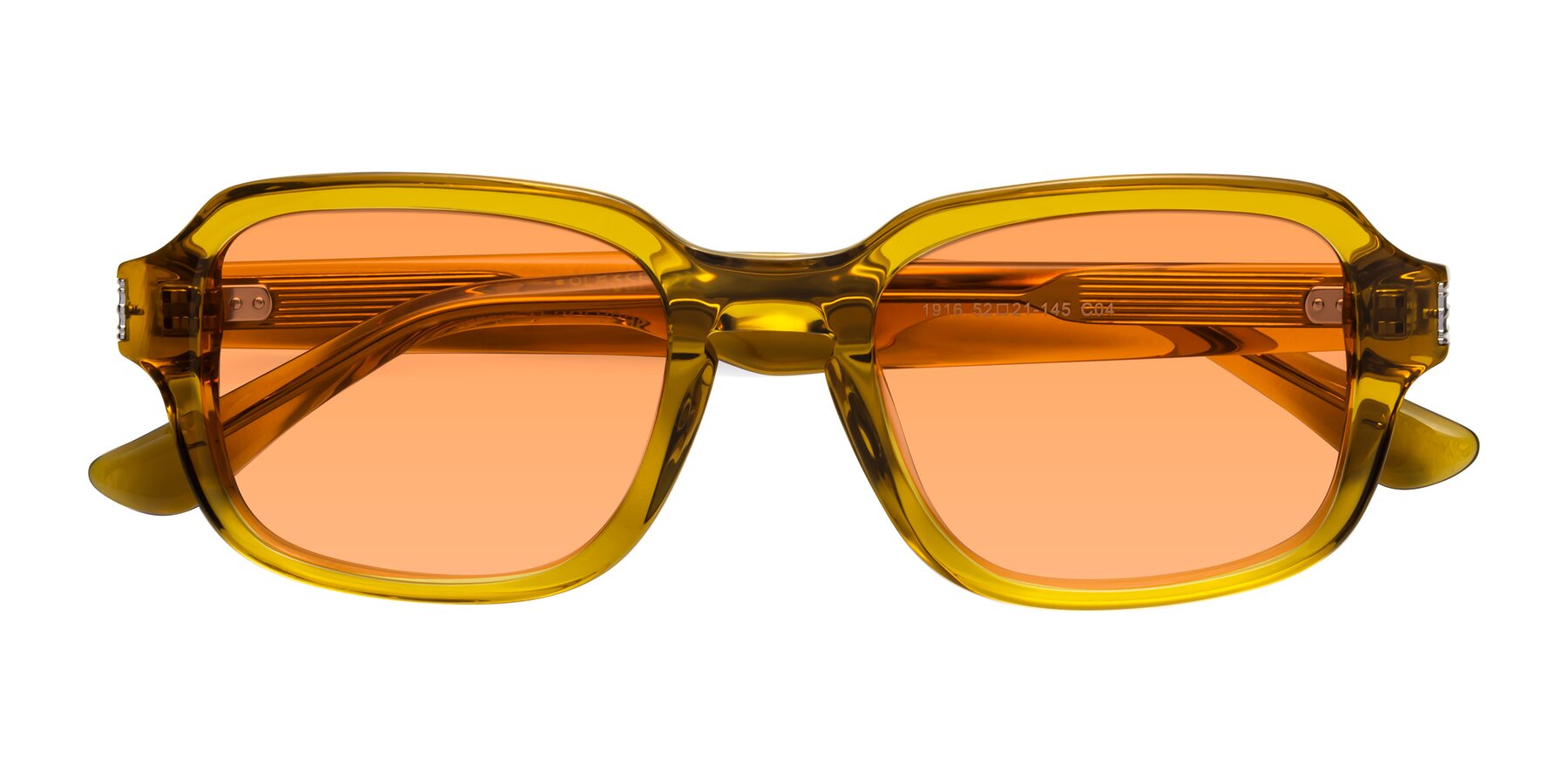 Folded Front of Infinite in Amber with Medium Orange Tinted Lenses