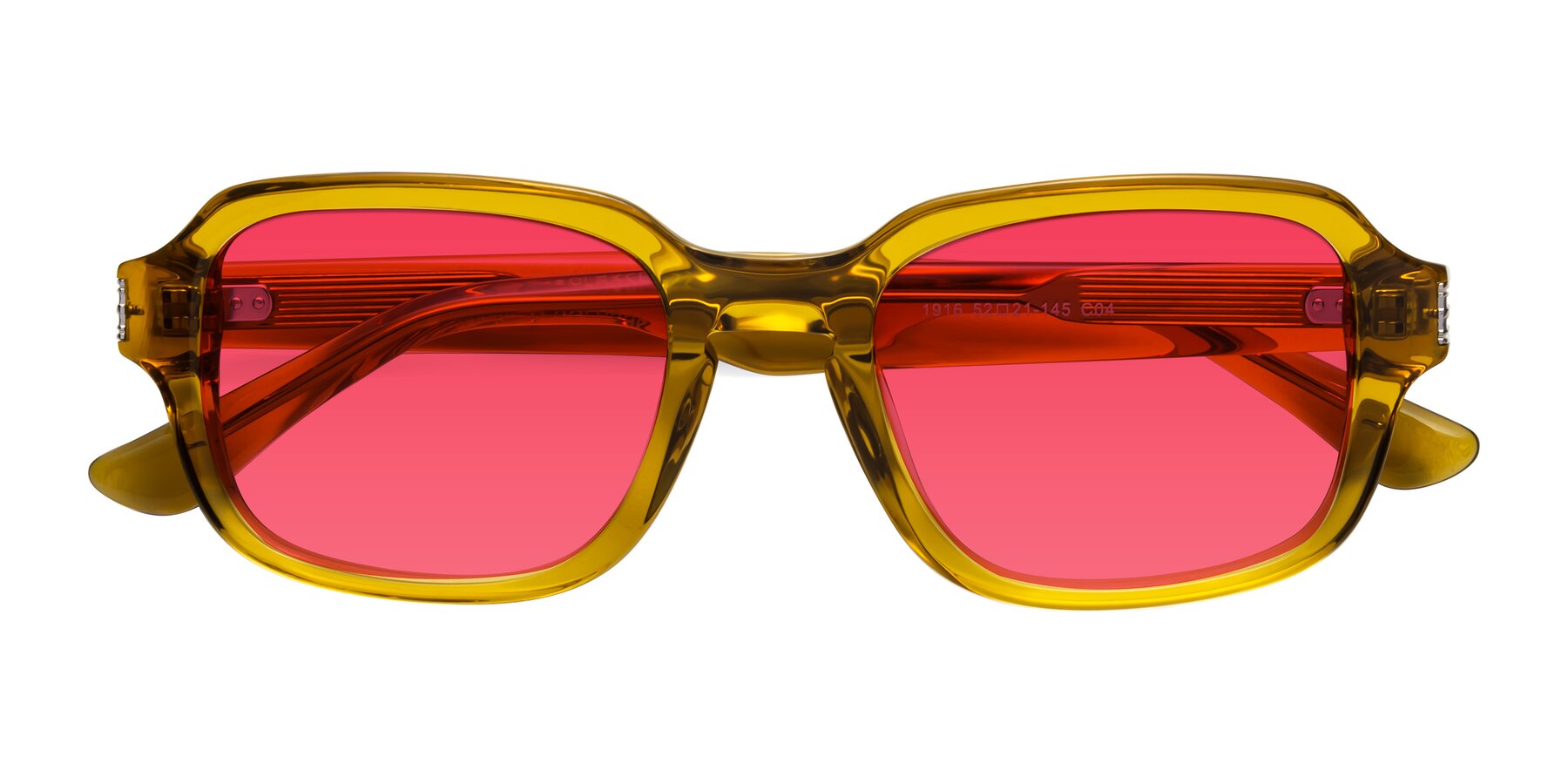 Folded Front of Infinite in Amber with Red Tinted Lenses