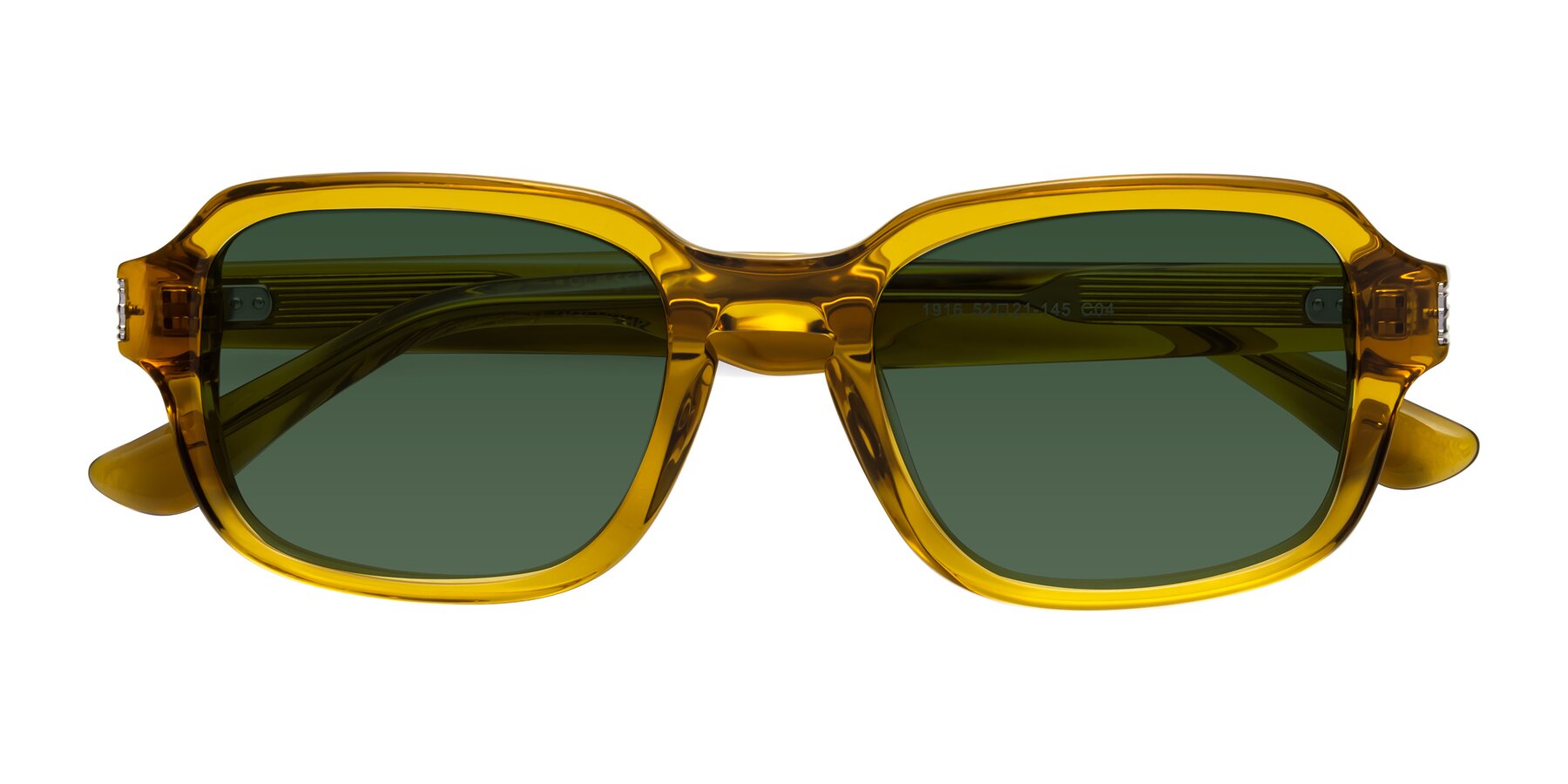 Folded Front of Infinite in Amber with Green Tinted Lenses