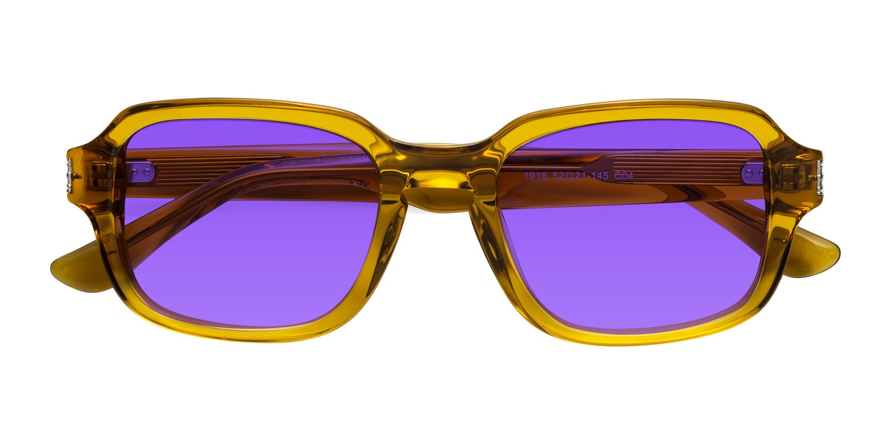 Folded Front of Infinite in Amber with Purple Tinted Lenses