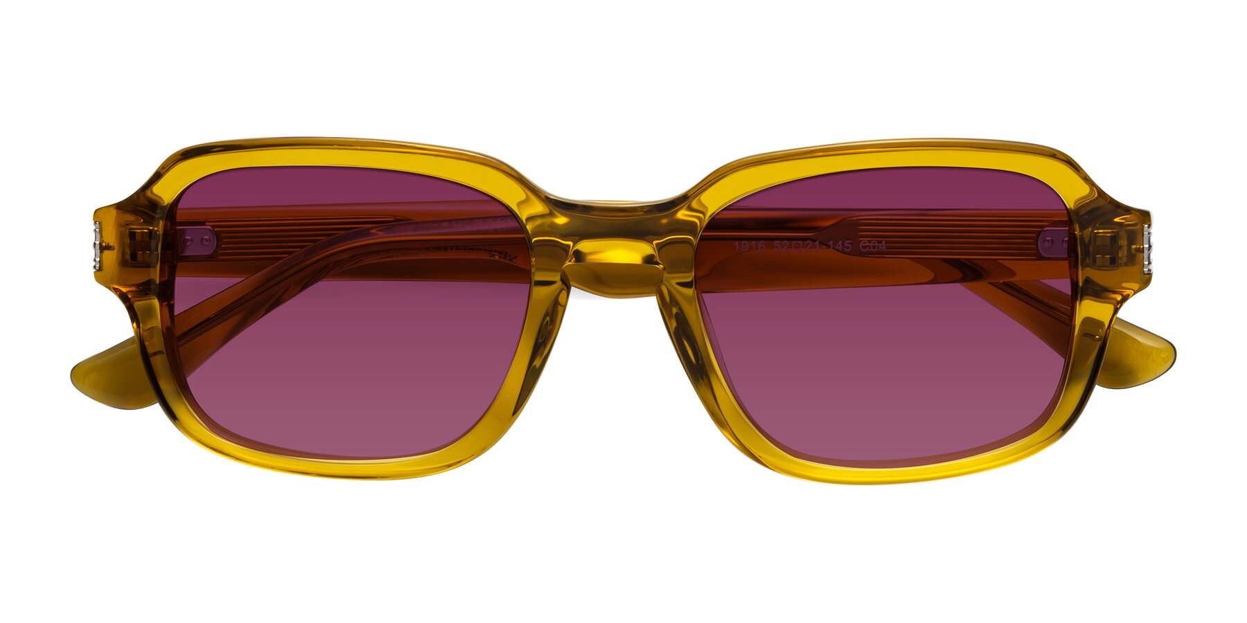 Folded Front of Infinite in Amber with Wine Tinted Lenses