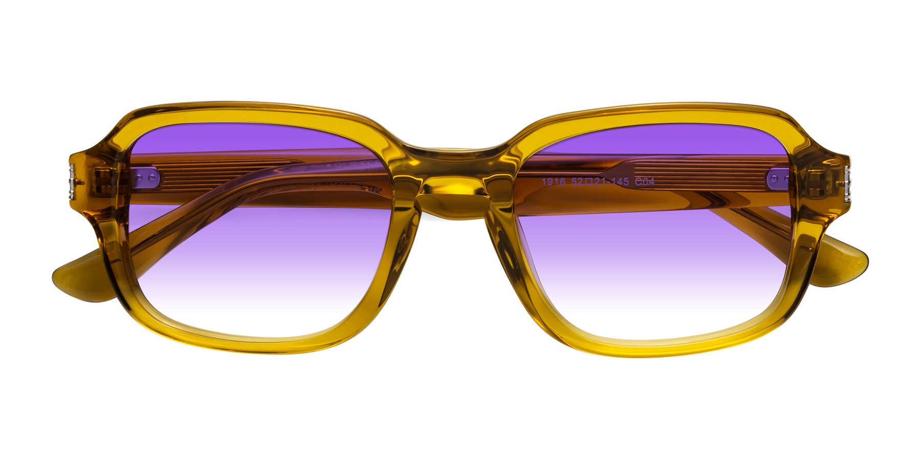 Folded Front of Infinite in Amber with Purple Gradient Lenses